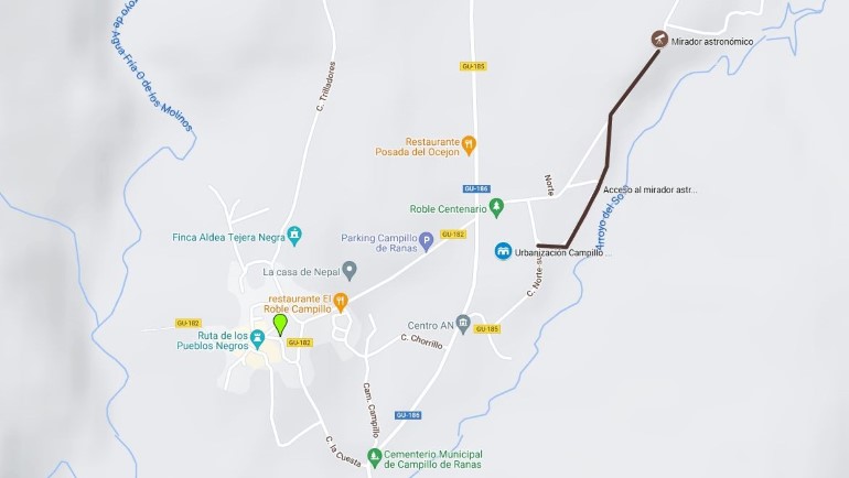 Mapa de acceso mirador starlight de Campillo de Ranas mapa de acceso al mirador starlight de campillo de ranas