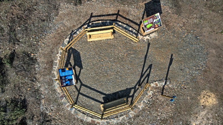 Mirador starlight de Campillo de Ranas desde el aire. vista aérea del mirador de Campillo de Ranas