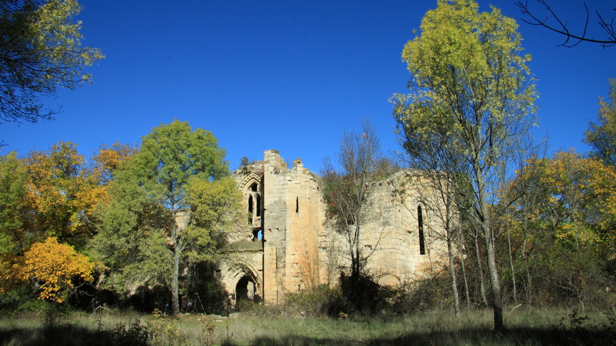 El monasterio cisterciense de bonaval se ubica en un precioso valle por donde discurre el rio jarama