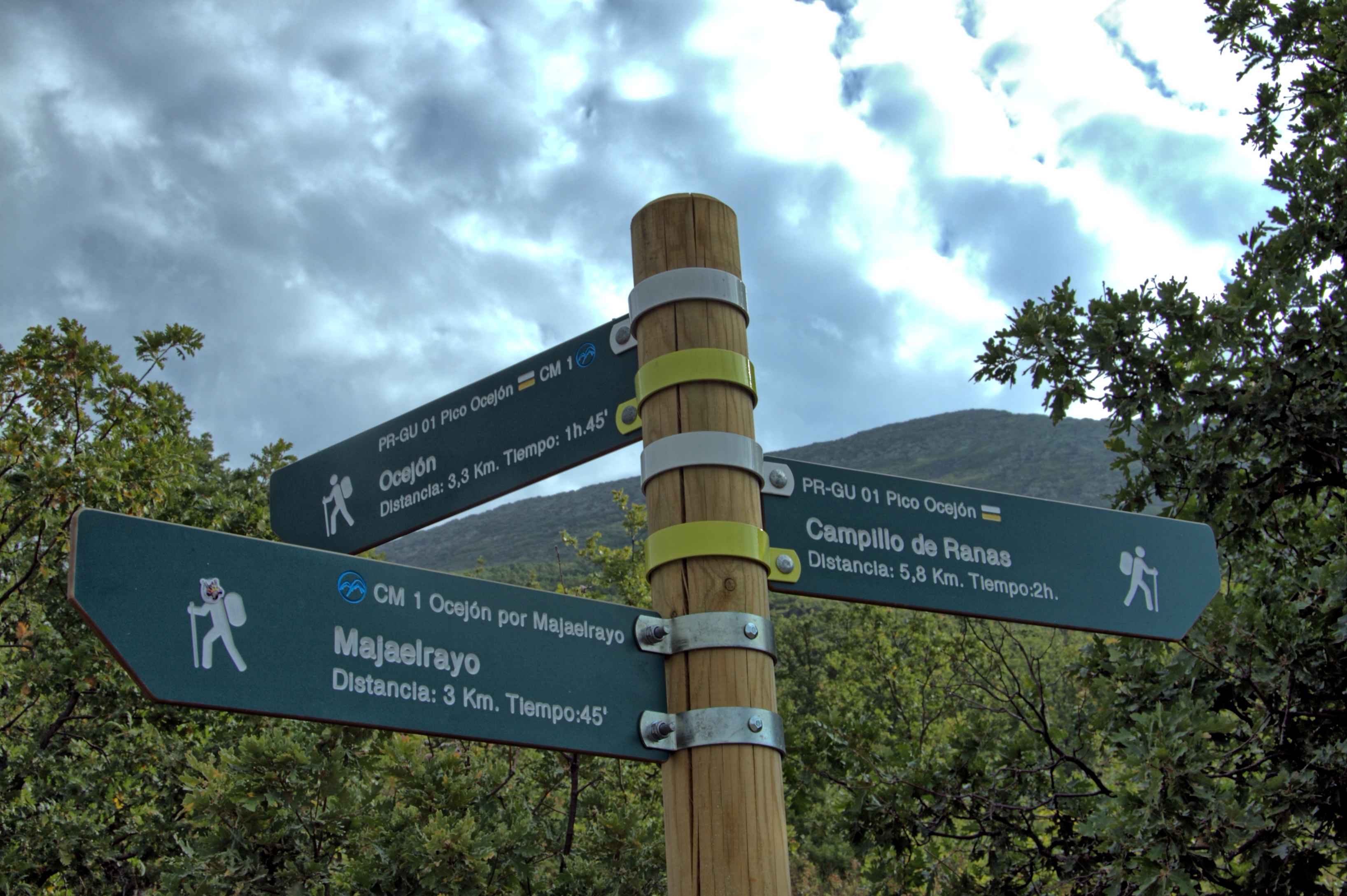 Señales en el cruce de caminos de majaelrayo y Campillo de Ranas